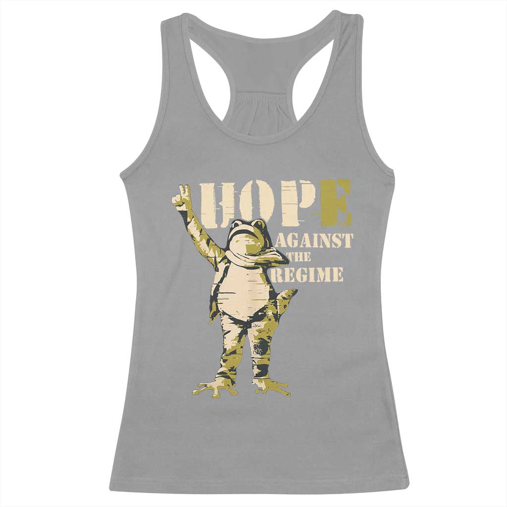 Stencil Protest Frog Racerback Tank Top Hope Against the Regime Portland Inflatable Resistance TS02 Sport Gray Print Your Wear