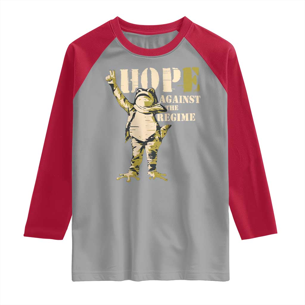 Stencil Protest Frog Raglan Shirt Hope Against the Regime Portland Inflatable Resistance TS02 Sport Gray Red Print Your Wear