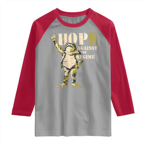 Stencil Protest Frog Raglan Shirt Hope Against the Regime Portland Inflatable Resistance TS02 Sport Gray Red Print Your Wear