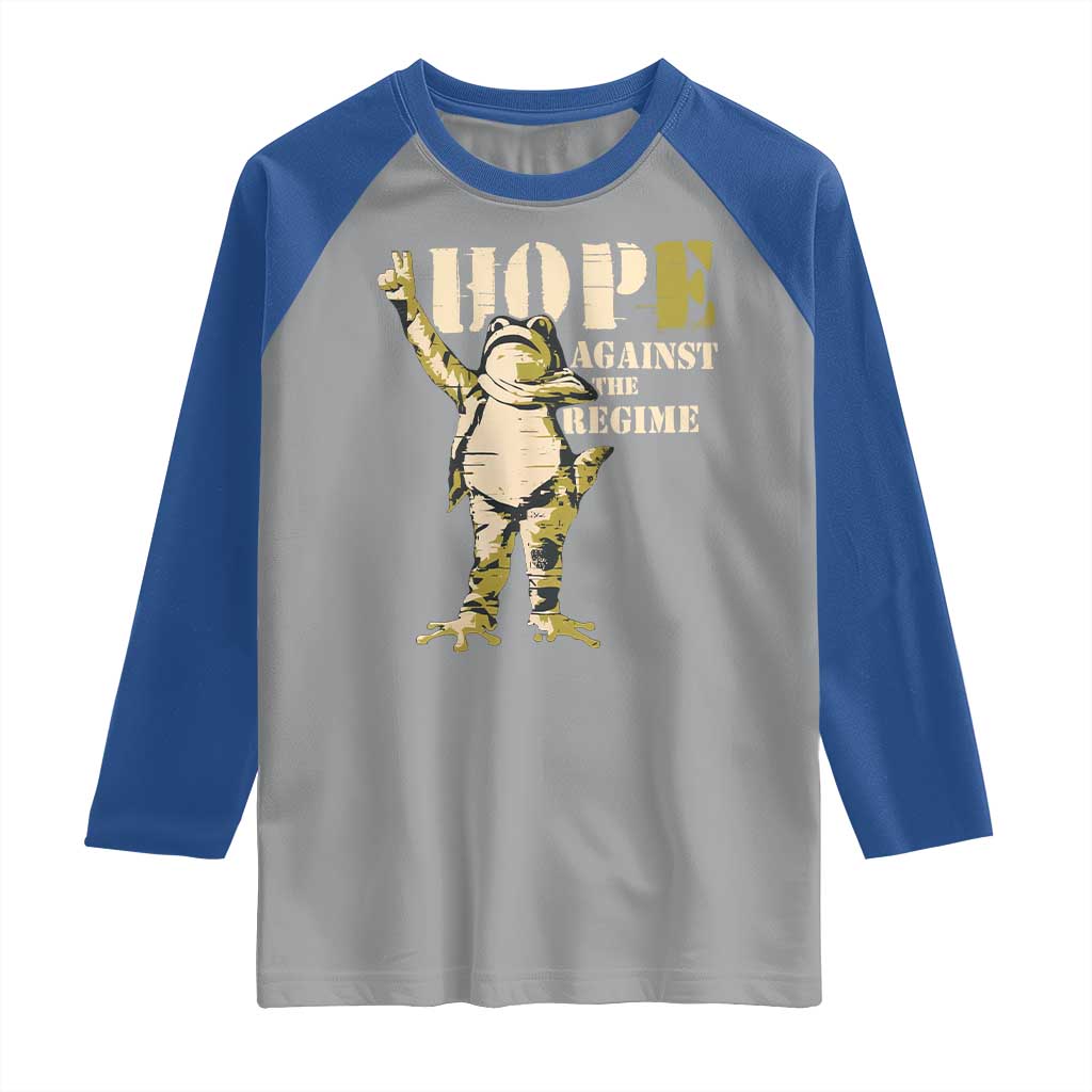 Stencil Protest Frog Raglan Shirt Hope Against the Regime Portland Inflatable Resistance TS02 Sport Gray Royal Print Your Wear