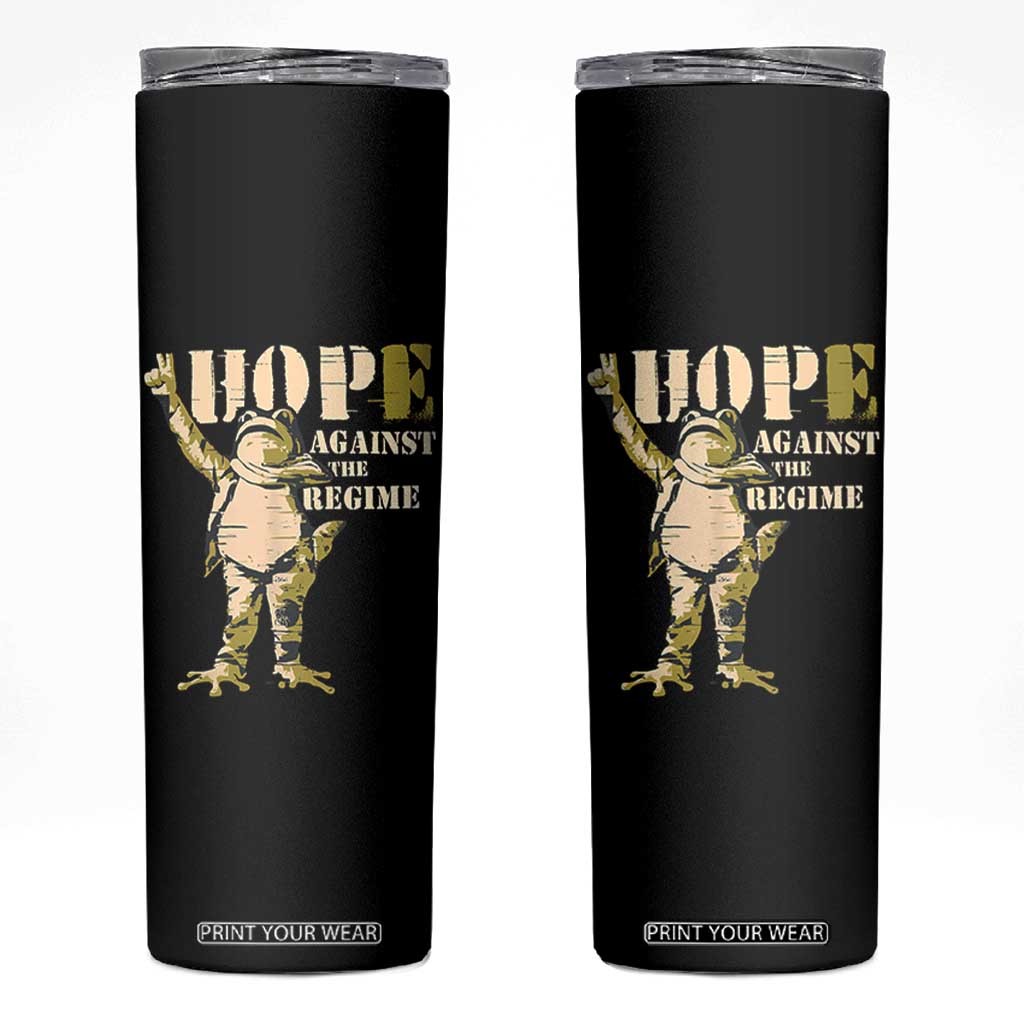 Stencil Protest Frog Skinny Tumbler Hope Against the Regime Portland Inflatable Resistance TS02 Black Print Your Wear