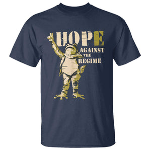 Stencil Protest Frog T Shirt Hope Against the Regime Portland Inflatable Resistance TS02 Navy Print Your Wear