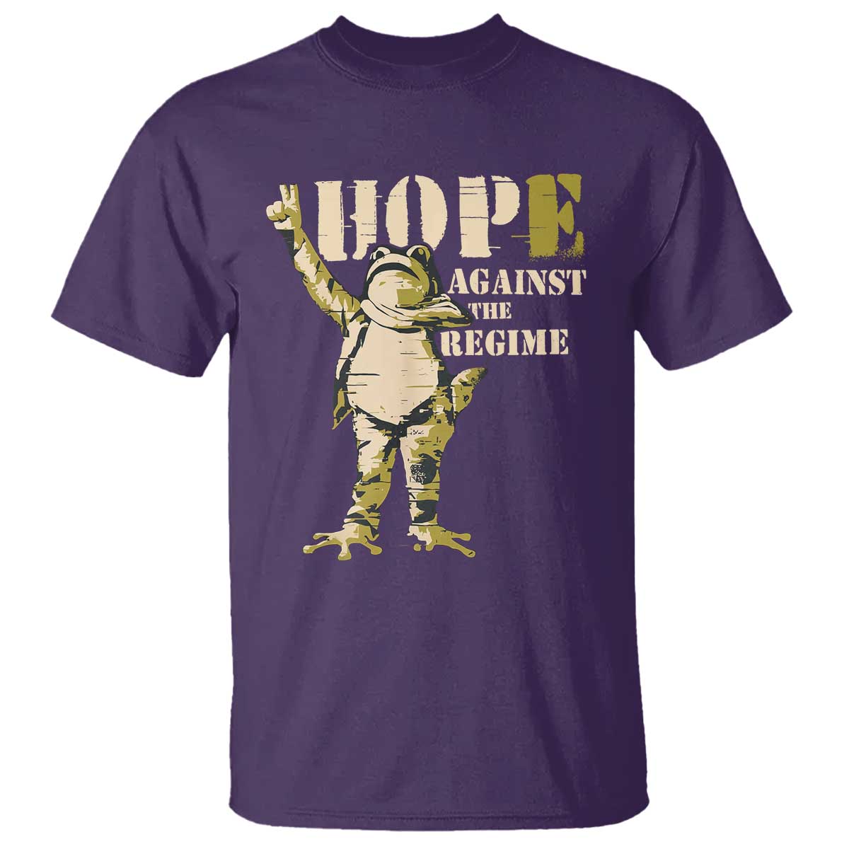 Stencil Protest Frog T Shirt Hope Against the Regime Portland Inflatable Resistance TS02 Purple Print Your Wear