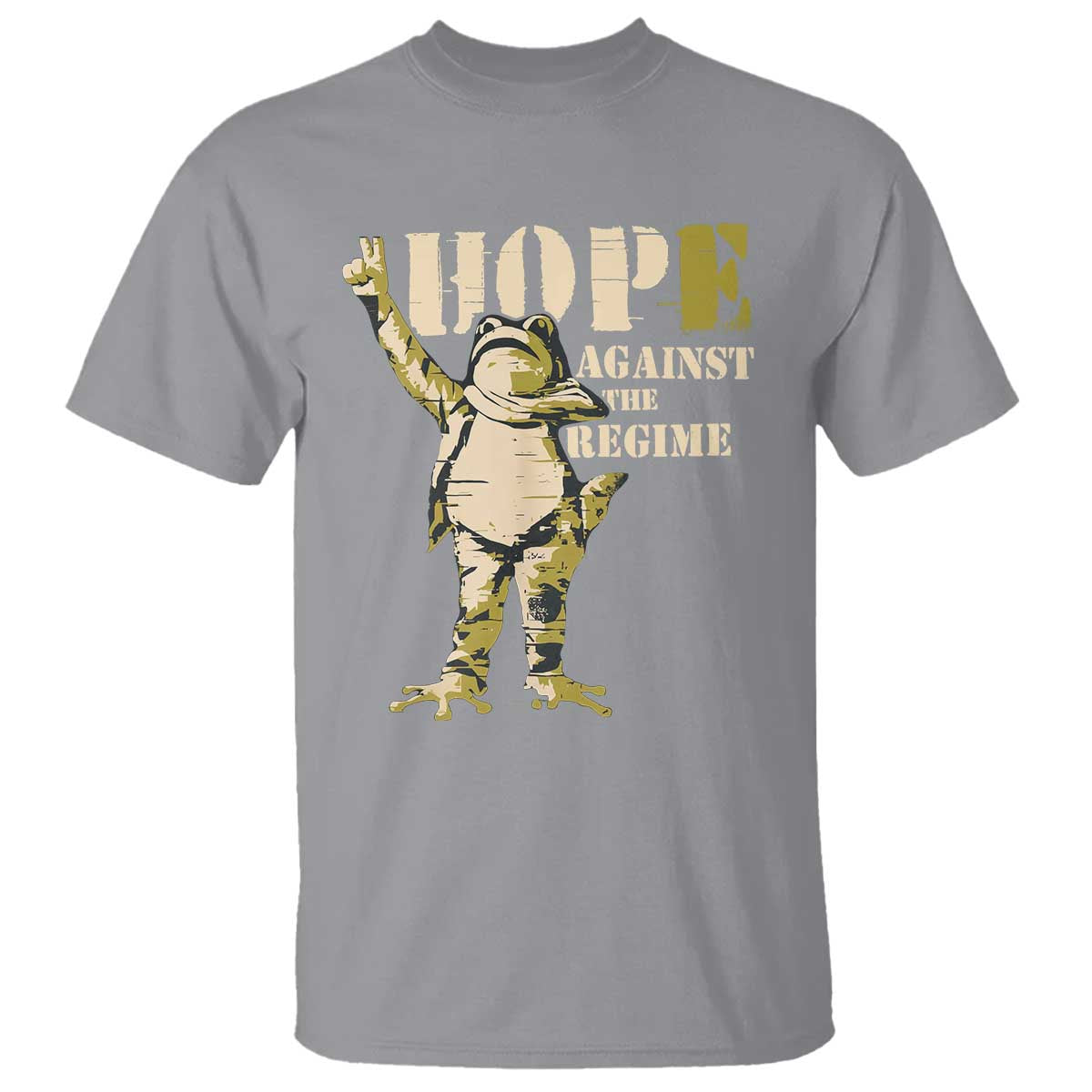 Stencil Protest Frog T Shirt Hope Against the Regime Portland Inflatable Resistance TS02 Sport Gray Print Your Wear