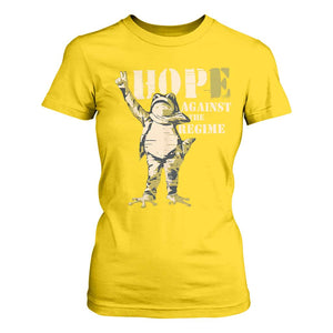 Stencil Protest Frog T Shirt For Women Hope Against the Regime Portland Inflatable Resistance TS02 Daisy Print Your Wear