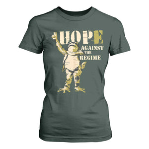 Stencil Protest Frog T Shirt For Women Hope Against the Regime Portland Inflatable Resistance TS02 Dark Forest Green Print Your Wear