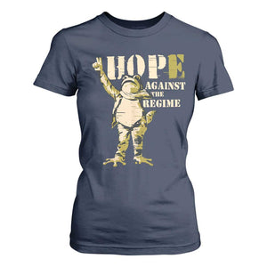 Stencil Protest Frog T Shirt For Women Hope Against the Regime Portland Inflatable Resistance TS02 Navy Print Your Wear