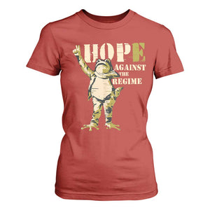 Stencil Protest Frog T Shirt For Women Hope Against the Regime Portland Inflatable Resistance TS02 Red Print Your Wear