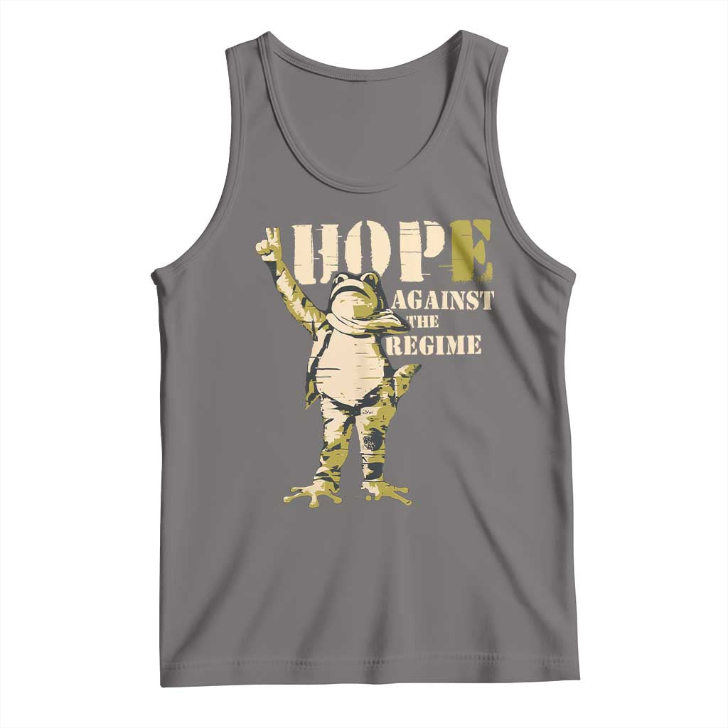 Stencil Protest Frog Tank Top Hope Against the Regime Portland Inflatable Resistance TS02 Deep Heather Print Your Wear