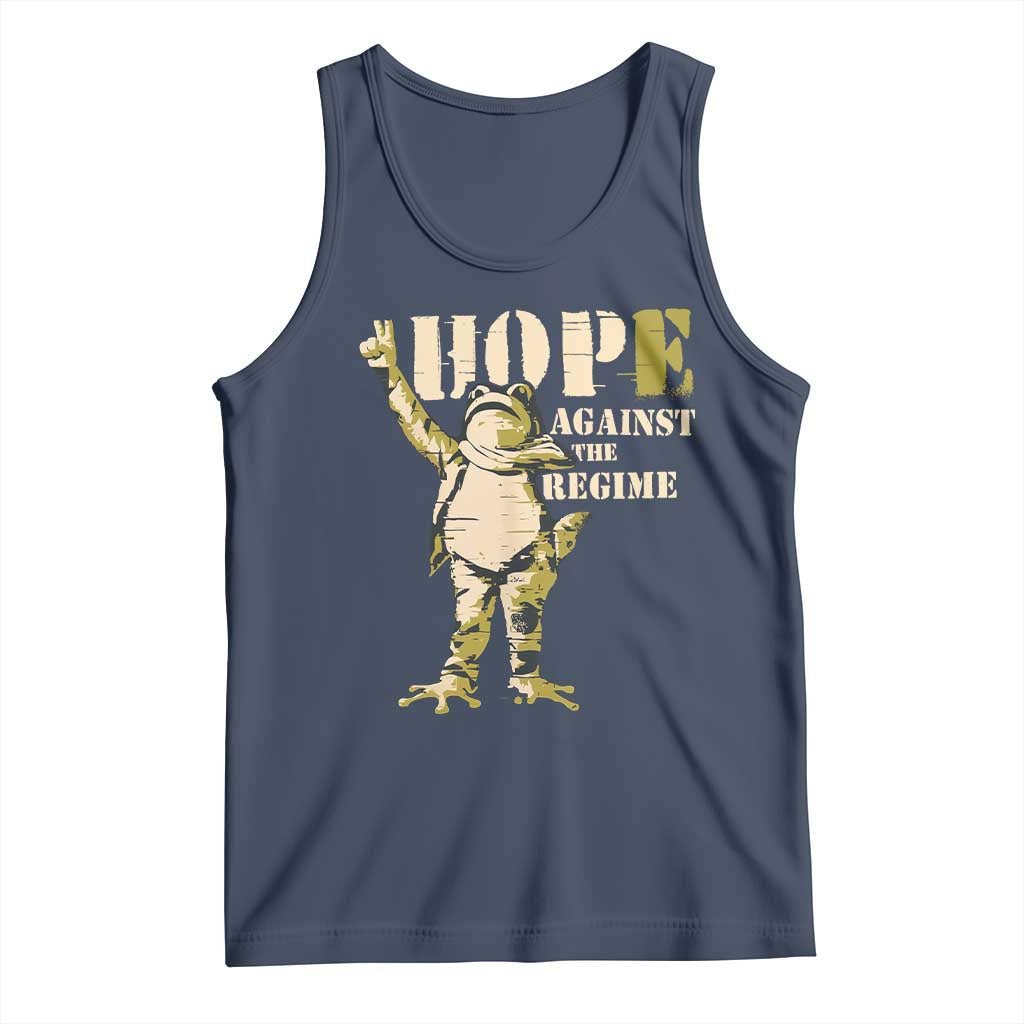 Stencil Protest Frog Tank Top Hope Against the Regime Portland Inflatable Resistance TS02 Navy Print Your Wear