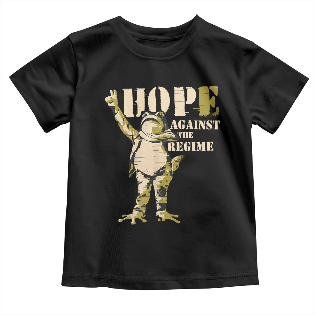 Stencil Protest Frog Toddler T Shirt Hope Against the Regime Portland Inflatable Resistance TS02 Black Print Your Wear