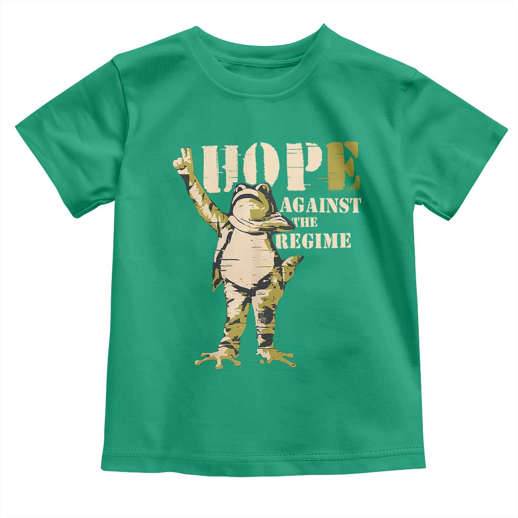 Stencil Protest Frog Toddler T Shirt Hope Against the Regime Portland Inflatable Resistance TS02 Irish Green Print Your Wear
