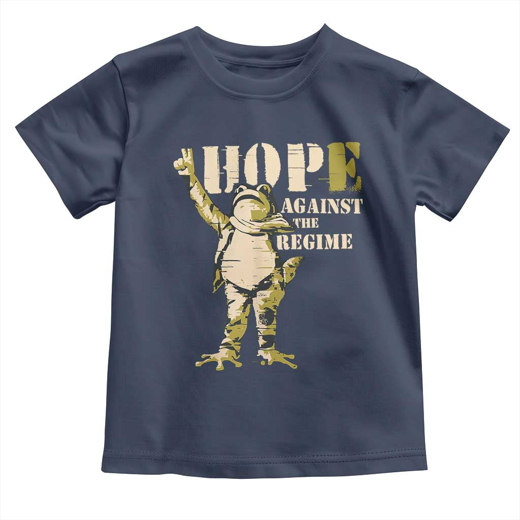 Stencil Protest Frog Toddler T Shirt Hope Against the Regime Portland Inflatable Resistance TS02 Navy Print Your Wear