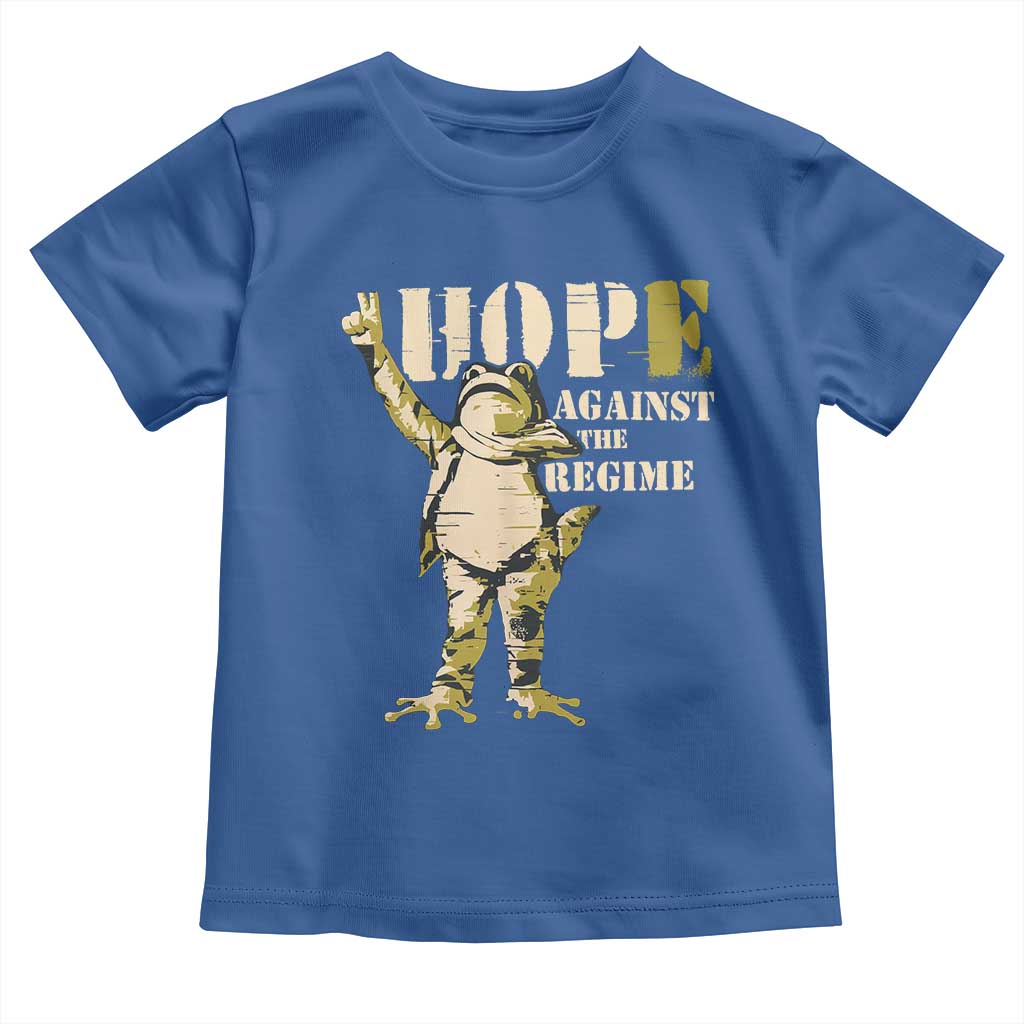 Stencil Protest Frog Toddler T Shirt Hope Against the Regime Portland Inflatable Resistance TS02 Royal Blue Print Your Wear