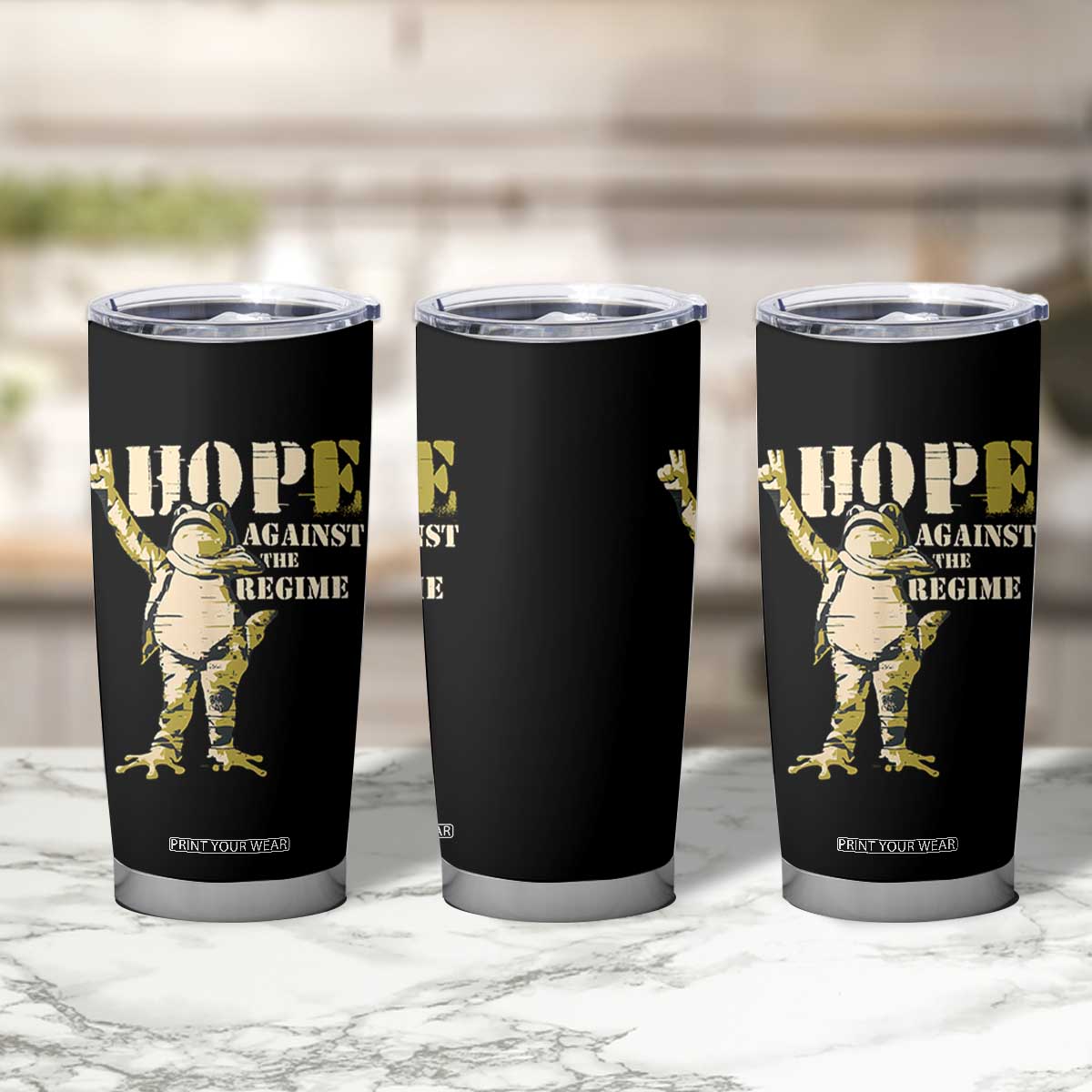 Stencil Protest Frog Tumbler Cup Hope Against the Regime Portland Inflatable Resistance TS02 Print Your Wear