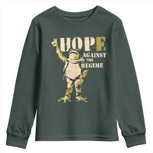 Stencil Protest Frog Youth Sweatshirt Hope Against the Regime Portland Inflatable Resistance TS02 Dark Forest Green Print Your Wear