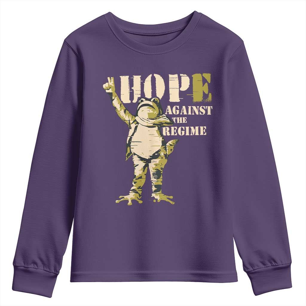 Stencil Protest Frog Youth Sweatshirt Hope Against the Regime Portland Inflatable Resistance TS02 Purple Print Your Wear