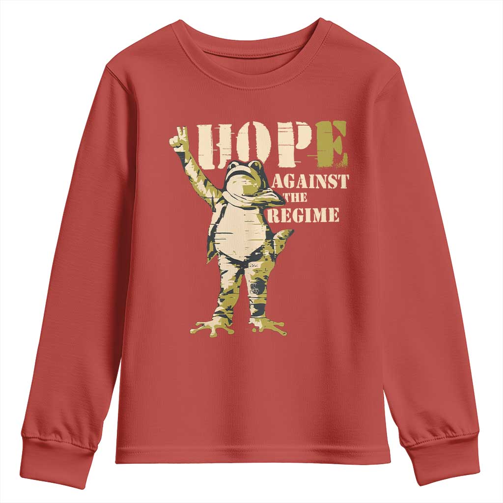 Stencil Protest Frog Youth Sweatshirt Hope Against the Regime Portland Inflatable Resistance TS02 Red Print Your Wear