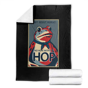 No Hope Without Hop Throw Blanket Ribbit Resist Repeat Resistance Frog Protest Pop Art Graphic TS02 Black Print Your Wear