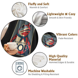 No Hope Without Hop Throw Blanket Ribbit Resist Repeat Resistance Frog Protest Pop Art Graphic TS02 Print Your Wear