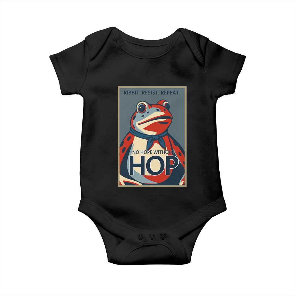 No Hope Without Hop Baby Onesie Ribbit Resist Repeat Resistance Frog Protest Pop Art Graphic TS02 Black Print Your Wear