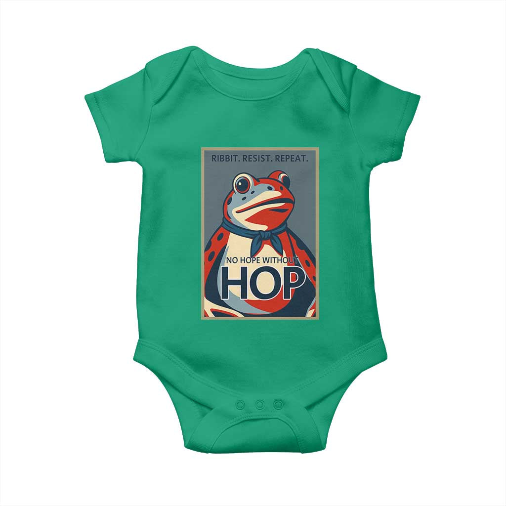 No Hope Without Hop Baby Onesie Ribbit Resist Repeat Resistance Frog Protest Pop Art Graphic TS02 Irish Green Print Your Wear