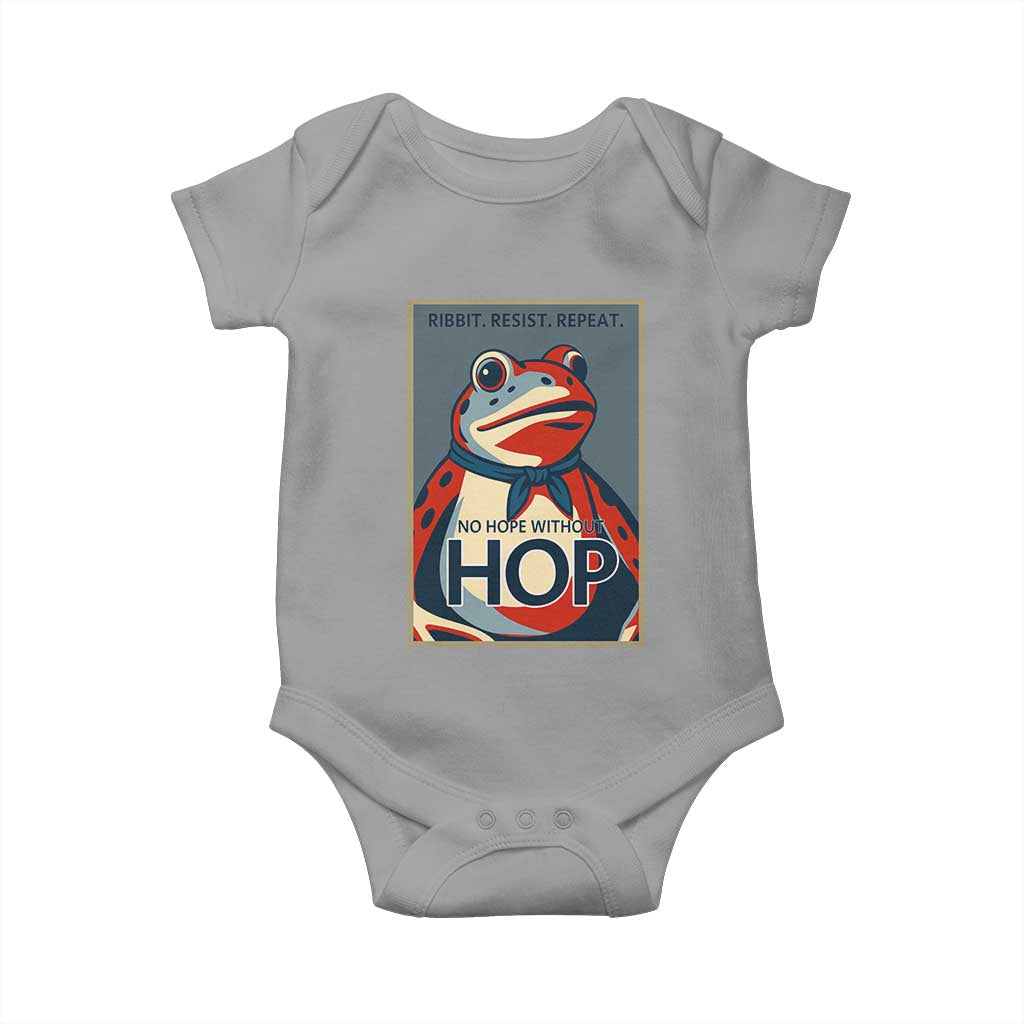 No Hope Without Hop Baby Onesie Ribbit Resist Repeat Resistance Frog Protest Pop Art Graphic TS02 Sport Gray Print Your Wear