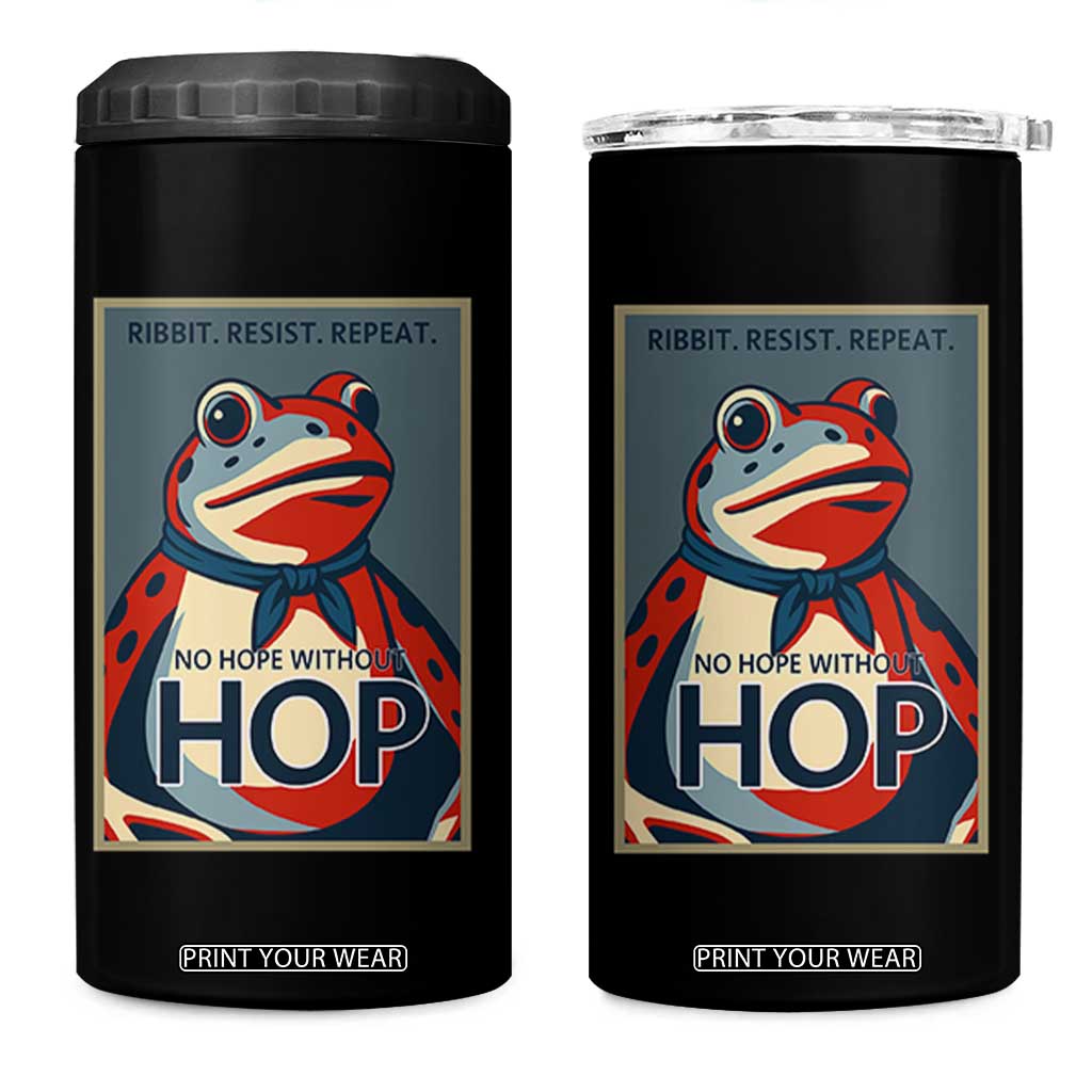No Hope Without Hop 4 in 1 Can Cooler Tumbler Ribbit Resist Repeat Resistance Frog Protest Pop Art Graphic TS02 One Size: 16 oz Black Print Your Wear