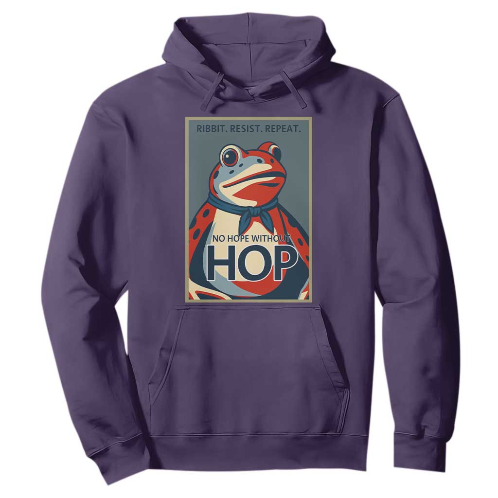 No Hope Without Hop Hoodie Ribbit Resist Repeat Resistance Frog Protest Pop Art Graphic TS02 Purple Print Your Wear