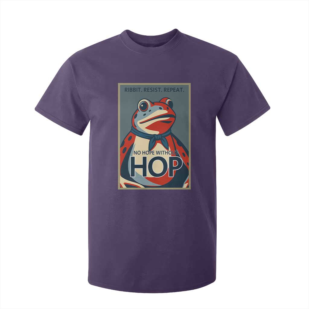 No Hope Without Hop T Shirt For Kid Ribbit Resist Repeat Resistance Frog Protest Pop Art Graphic TS02 Purple Print Your Wear