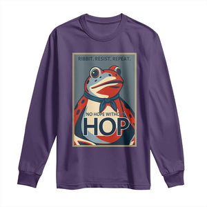 No Hope Without Hop Long Sleeve Shirt Ribbit Resist Repeat Resistance Frog Protest Pop Art Graphic TS02 Purple Print Your Wear