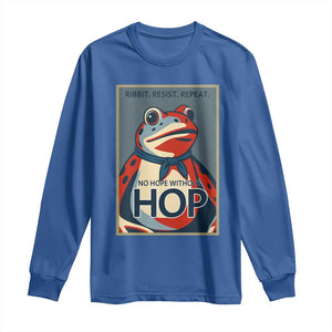 No Hope Without Hop Long Sleeve Shirt Ribbit Resist Repeat Resistance Frog Protest Pop Art Graphic TS02 Royal Blue Print Your Wear
