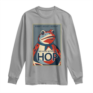 No Hope Without Hop Long Sleeve Shirt Ribbit Resist Repeat Resistance Frog Protest Pop Art Graphic TS02 Sport Gray Print Your Wear