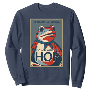 No Hope Without Hop Sweatshirt Ribbit Resist Repeat Resistance Frog Protest Pop Art Graphic TS02 Navy Print Your Wear