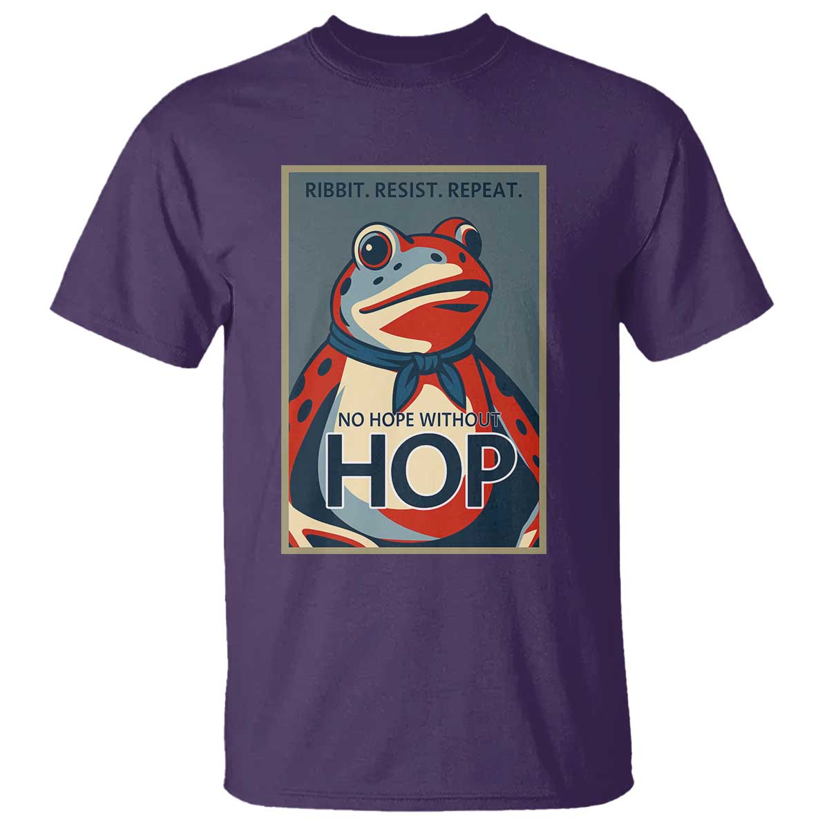 No Hope Without Hop T Shirt Ribbit Resist Repeat Resistance Frog Protest Pop Art Graphic TS02 Purple Print Your Wear