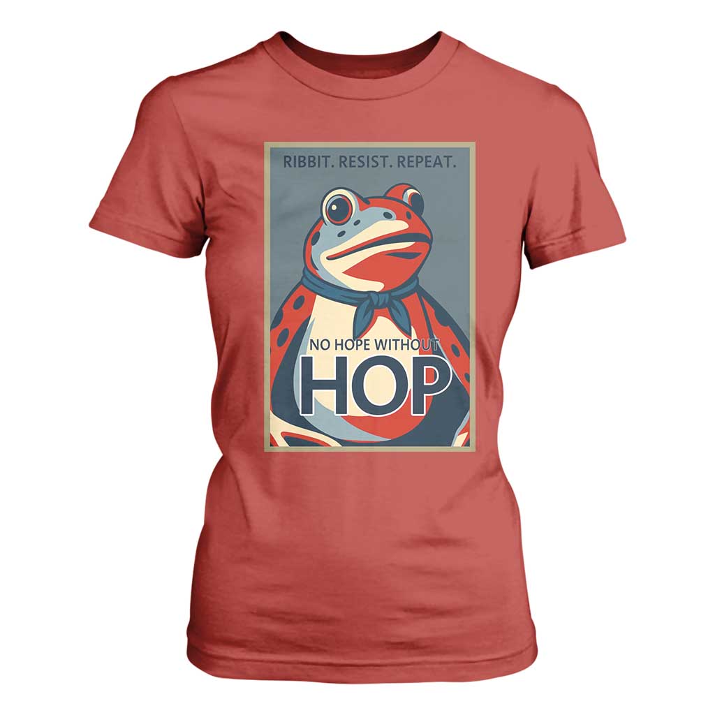 No Hope Without Hop T Shirt For Women Ribbit Resist Repeat Resistance Frog Protest Pop Art Graphic TS02 Red Print Your Wear