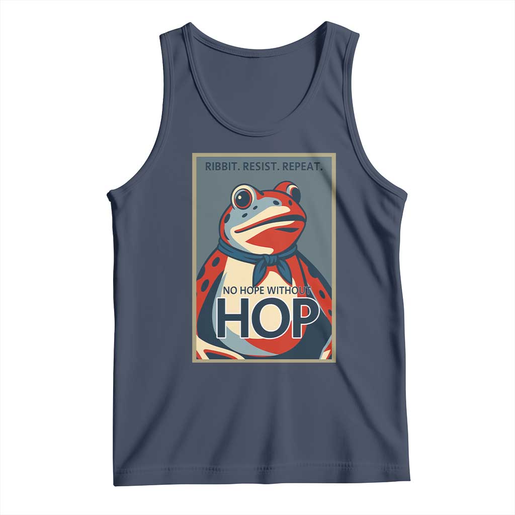 No Hope Without Hop Tank Top Ribbit Resist Repeat Resistance Frog Protest Pop Art Graphic TS02 Navy Print Your Wear