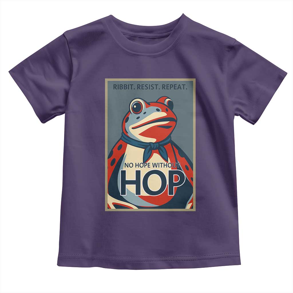 No Hope Without Hop Toddler T Shirt Ribbit Resist Repeat Resistance Frog Protest Pop Art Graphic TS02 Purple Print Your Wear