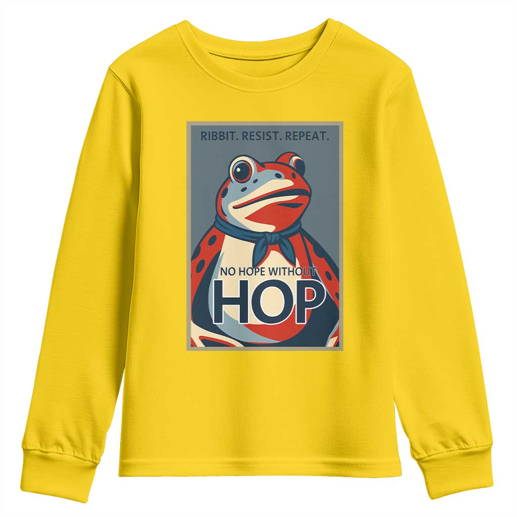 No Hope Without Hop Youth Sweatshirt Ribbit Resist Repeat Resistance Frog Protest Pop Art Graphic TS02 Daisy Print Your Wear