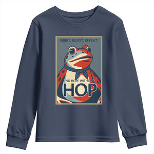 No Hope Without Hop Youth Sweatshirt Ribbit Resist Repeat Resistance Frog Protest Pop Art Graphic TS02 Navy Print Your Wear
