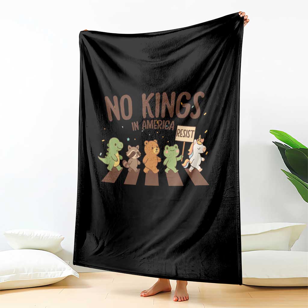 No Kings in America Throw Blanket Resist Protest Cute Animal Resistance March TS02 Print Your Wear
