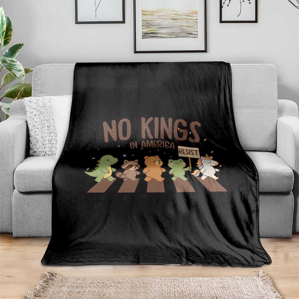No Kings in America Throw Blanket Resist Protest Cute Animal Resistance March TS02 Print Your Wear