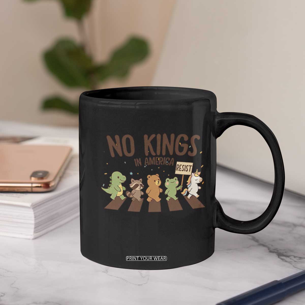 No Kings in America Coffee Mug Resist Protest Cute Animal Resistance March TS02 Print Your Wear