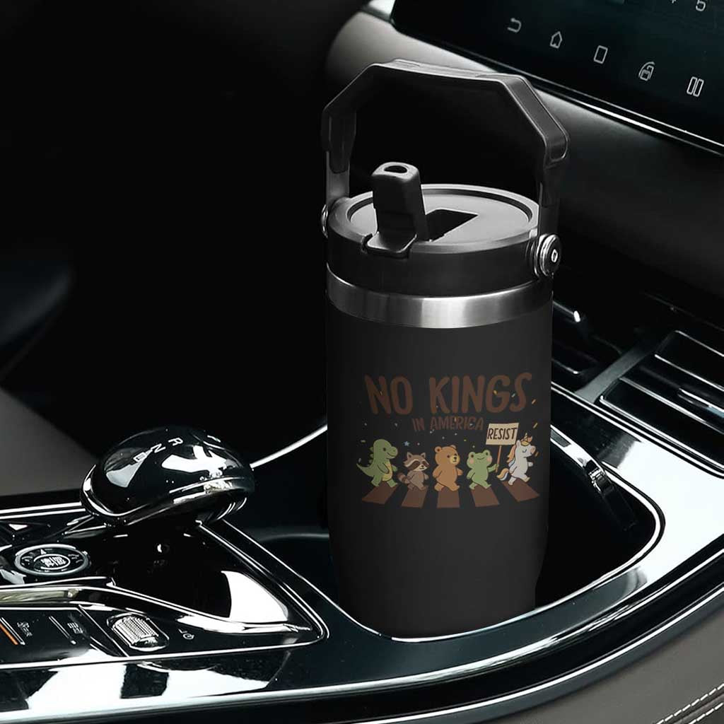No Kings in America Flip Straw Tumbler Resist Protest Cute Animal Resistance March TS02 Print Your Wear