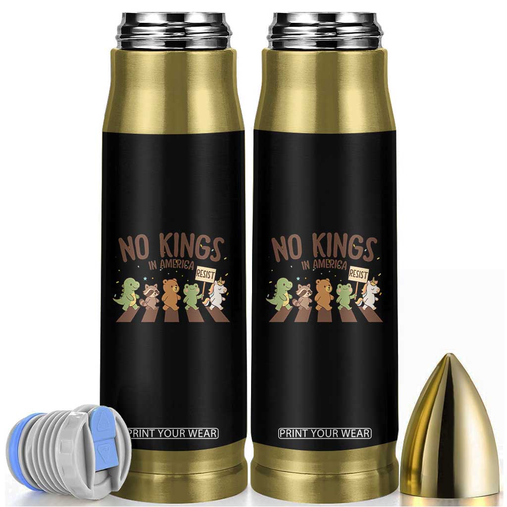 No Kings in America Bullet Tumbler Resist Protest Cute Animal Resistance March TS02 Black Print Your Wear