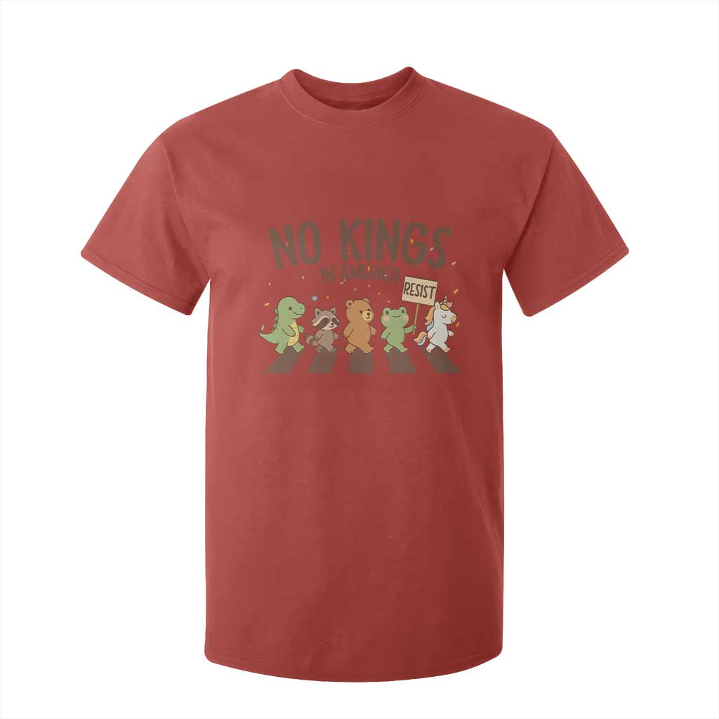 No Kings in America T Shirt For Kid Resist Protest Cute Animal Resistance March TS02 Red Print Your Wear