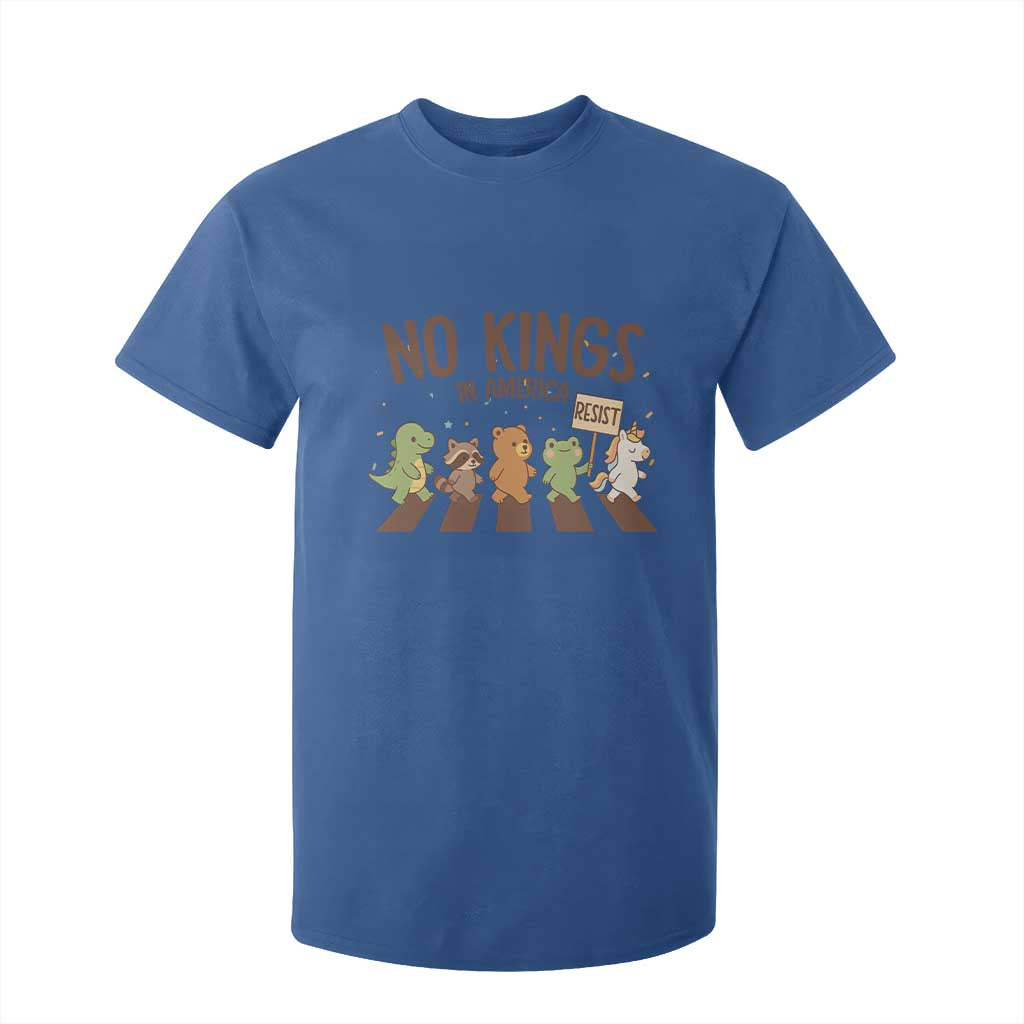 No Kings in America T Shirt For Kid Resist Protest Cute Animal Resistance March TS02 Royal Blue Print Your Wear