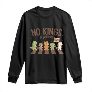 No Kings in America Long Sleeve Shirt Resist Protest Cute Animal Resistance March TS02 Black Print Your Wear
