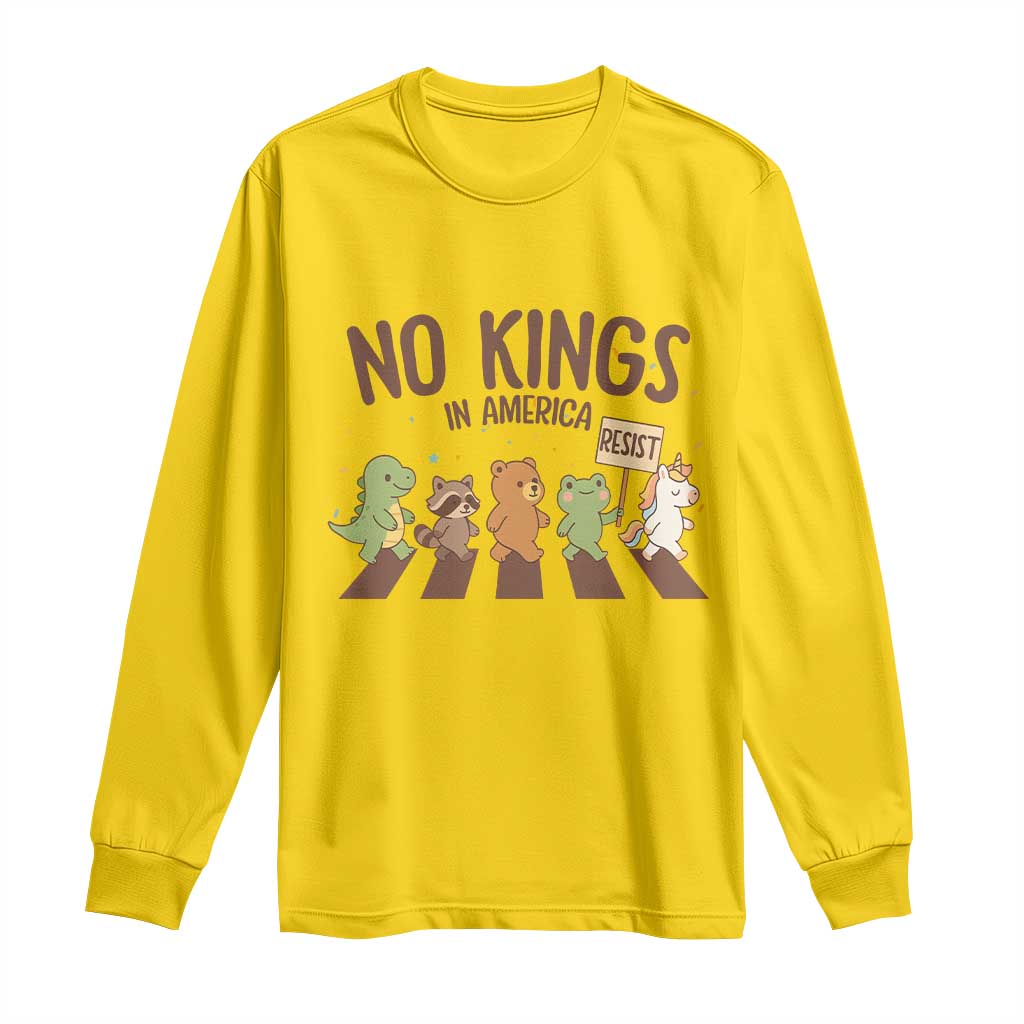 No Kings in America Long Sleeve Shirt Resist Protest Cute Animal Resistance March TS02 Daisy Print Your Wear