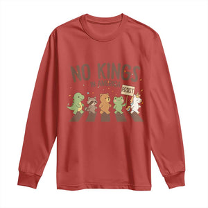 No Kings in America Long Sleeve Shirt Resist Protest Cute Animal Resistance March TS02 Red Print Your Wear